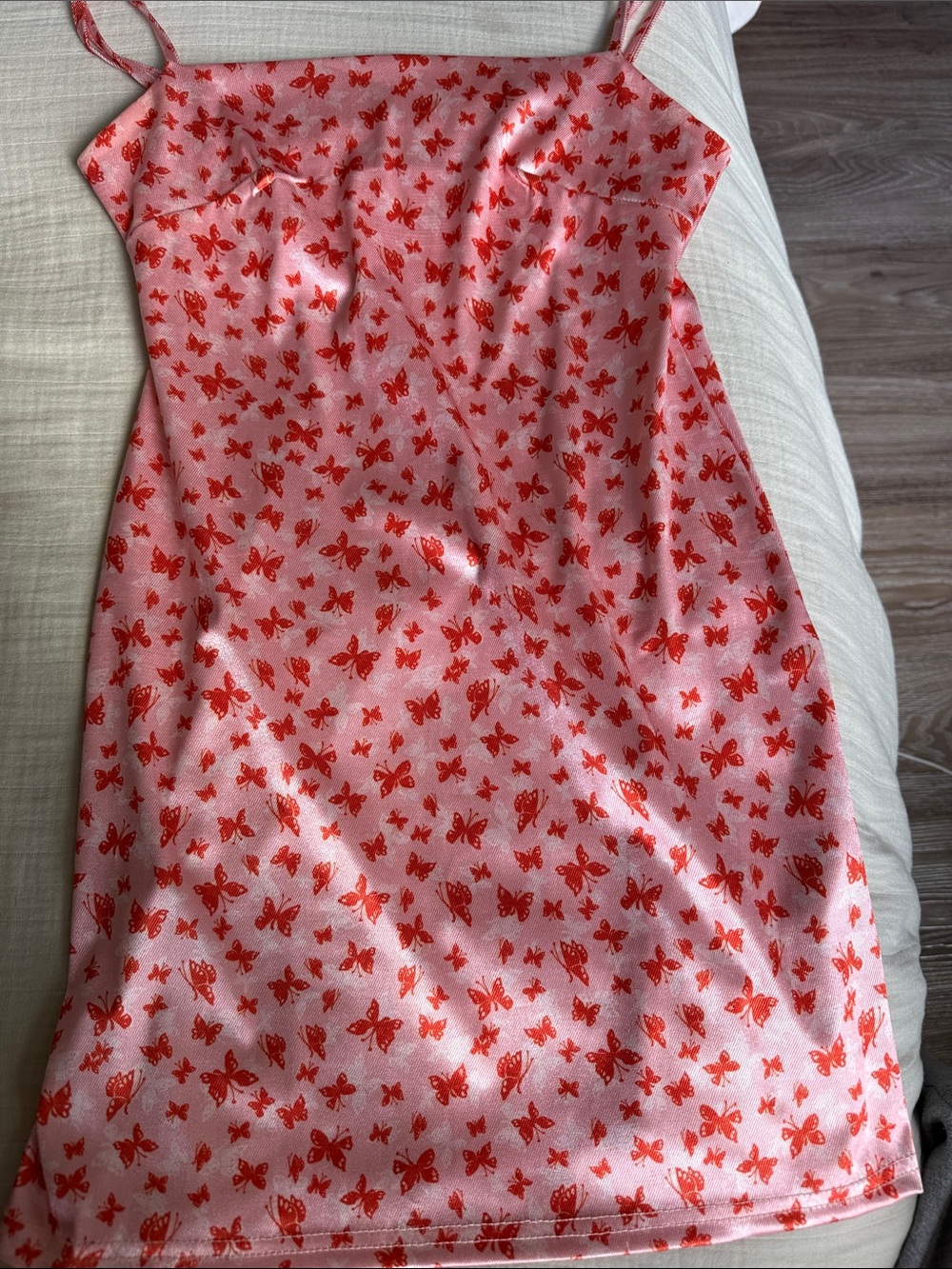 Urban Outfitters Women's Pink and Red Butterfly Mini Dress